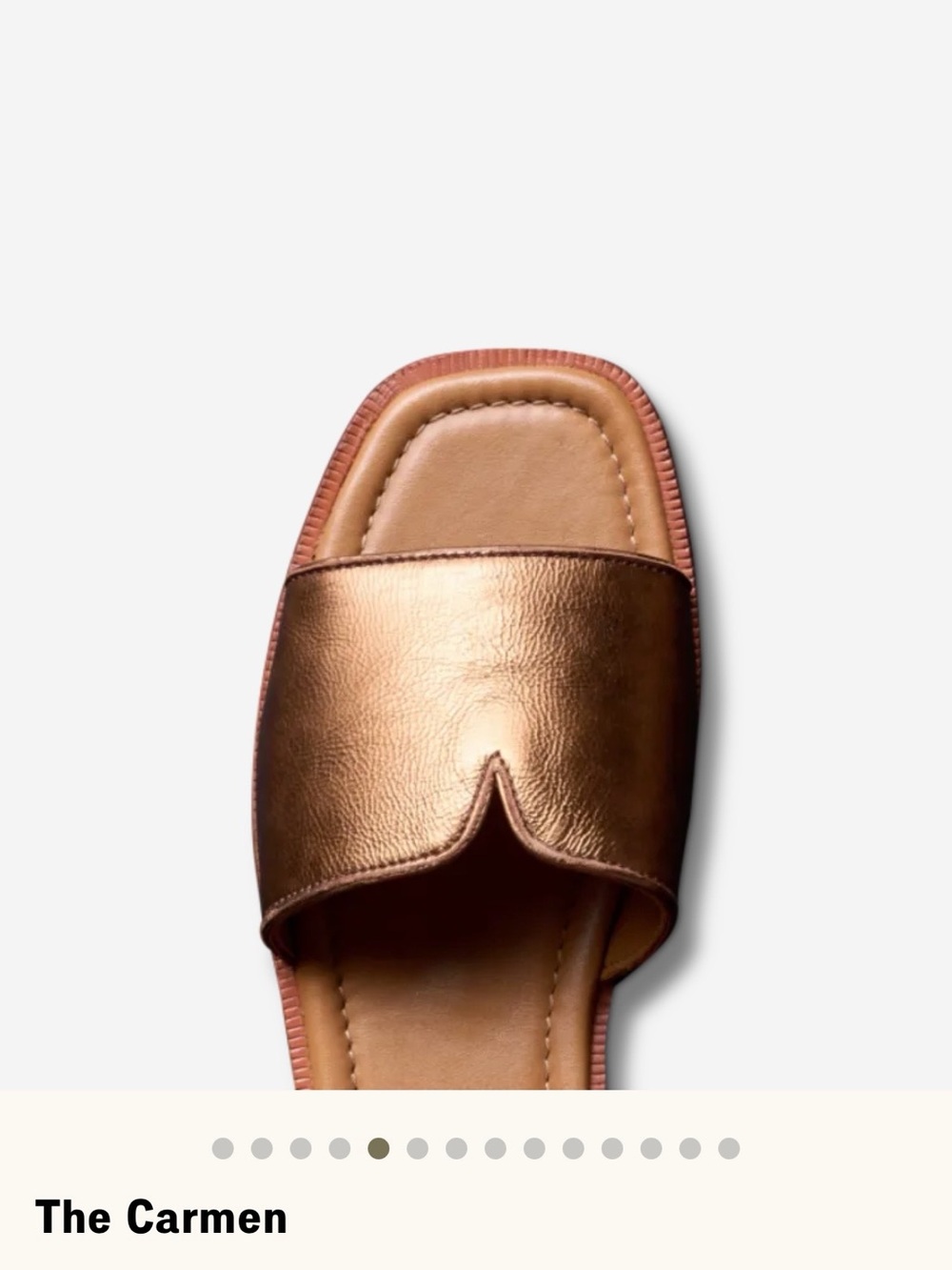 Tecovas 7B, The Carmen Metallic Bronze Slide Sandal - Copper